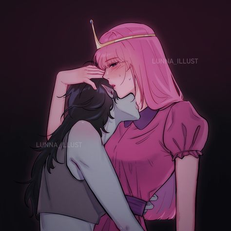 Adveture Time, Marceline And Princess Bubblegum, Marceline And Bubblegum, Marceline The Vampire Queen, Adventure Time Marceline, Woman Loving Woman, Arte Van Gogh, Lesbian Art, Yuri Manga