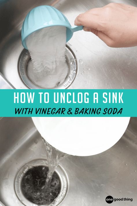 How To Unclog A Sink Using Just 2 Natural Ingredients Cleaning A Sink Drain, Drain Cleaning With Baking Soda, How To Clean A Drain With Baking Soda, Diy Clogged Sink, Kitchen Drain Cleaner, Bathroom Sink Clogged, How To Unclog Bathroom Sink Drain, How To Clear A Slow Draining Sink, Clean Drain With Baking Soda And Vinegar