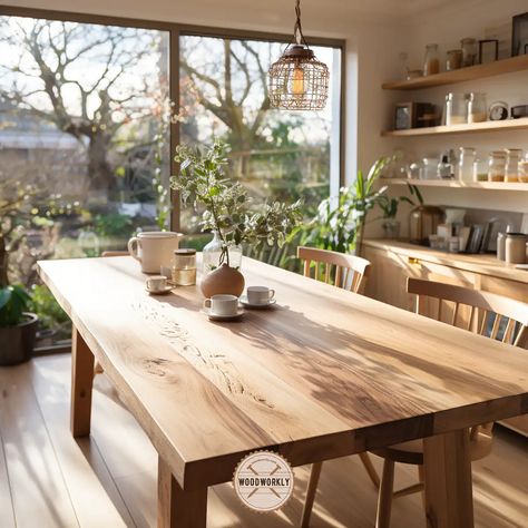 White oak dining table finished with Danish oil White Oak Floors Dining Room, Oak Floors Dining Room, White Oak Furniture, White Oak Dining Table, Stained Table, Wood Cleaner, Dining Room Makeover, White Oak Floors, White Oak Wood