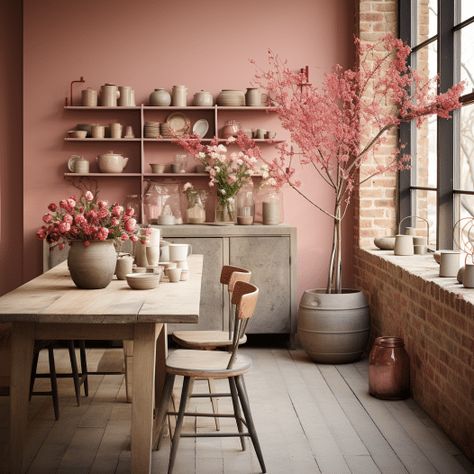 Dusty Rose With Red Brick Red Wall Paint, Brick Living Room, Red Brick Fireplaces, Brick Room, Brick Interior Wall, Behr Colors, Color Palette Living Room, Red Brick Walls, Red Brick Wall