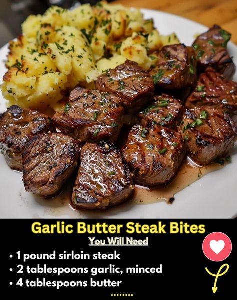 Garlic Butter Steak Bites – Tnextrecipes Easy Cooking Ideas, Garlic Butter Steak Bites, Butter Steak Bites, Steak Dinner Recipes, Steak And Potatoes, Steak Bites Recipe, Beef Steak Recipes, Butter Steak, Sirloin Steak