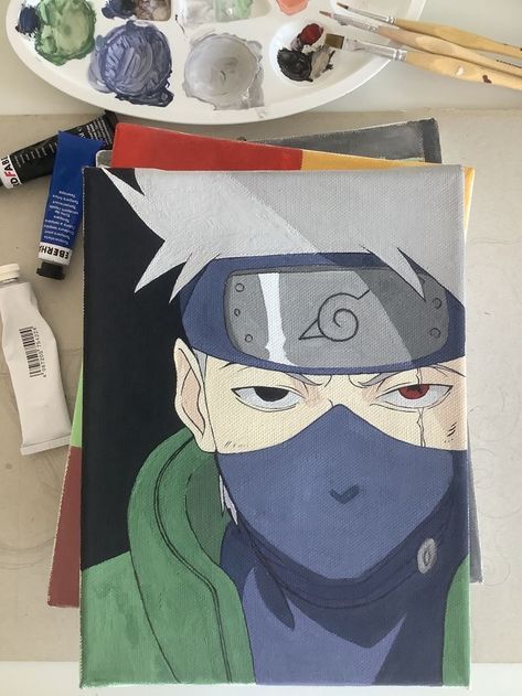 kakashi | Anime canvas painting, Mini canvas art, Anime canvas art Kakashi Painting Easy, Kakashi Acrylic Painting, Kakashi Canvas Painting, Painting Anime Easy, Naruto Canvas Painting Easy, Naruto Painting Easy, Anime Painting Easy, Painting Ideas On Canvas Anime, Cool Cartoon Paintings Easy