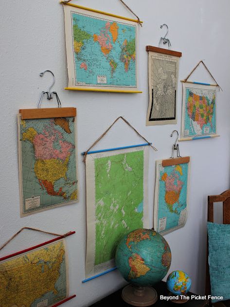 Travel Room, Map Crafts, World Map Decor, Thrifty Thursday, Map Projects, Thrift Store Crafts, Map Wall Decor, Casa Vintage, Auto Repair Shop