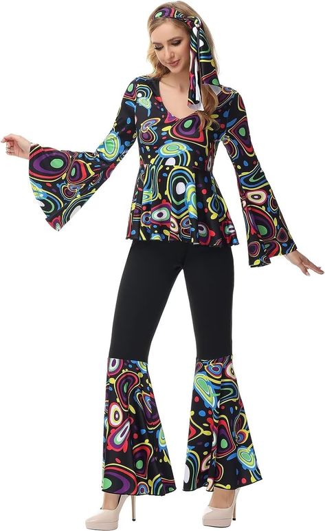 Womens 70s Fashion Disco, Disco Clothes Women, Disco Women Outfits, Retro Theme Outfit Women, Retro Costume Ideas, 80 Outfits, Disco Attire, Decades Theme Party Outfits, 70s Costume Ideas For Women