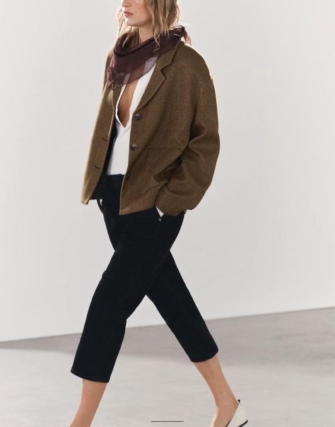 Contrast Interior, Herringbone Jacket, Linen Sweater, Collar Jacket, Zara Woman, Trouser Jeans, Lapel Collar, Zara Women, Skirt Top