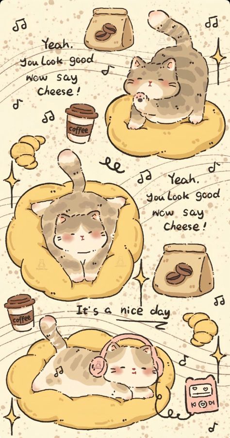 Cat Wallpaper Laptop, Cats Sleeping, 헬로키티 배경화면, Cocoppa Wallpaper, Pusheen Cat, 강아지 그림, Wallpaper Doodle, Cute Simple Wallpapers, Cute Doodles Drawings