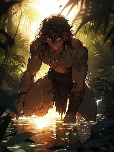 Known as the protector of the jungle while he's learning and training himself to be a better person his best friend known as Jane is kidnapped by a couple of mercenaries that work for the M.I.A as his own turf is being destroyed sparking something in him to not just save his turf but save his best friend but once he finds his best friend he begins to have memories of a past life. Man Poses Reference Drawing, Barbarian Character Design Male, Fantasy Male Art, Dragon Man, Boy Oc, Character Design Challenge, Men Art, Animated Man, Roleplay Characters