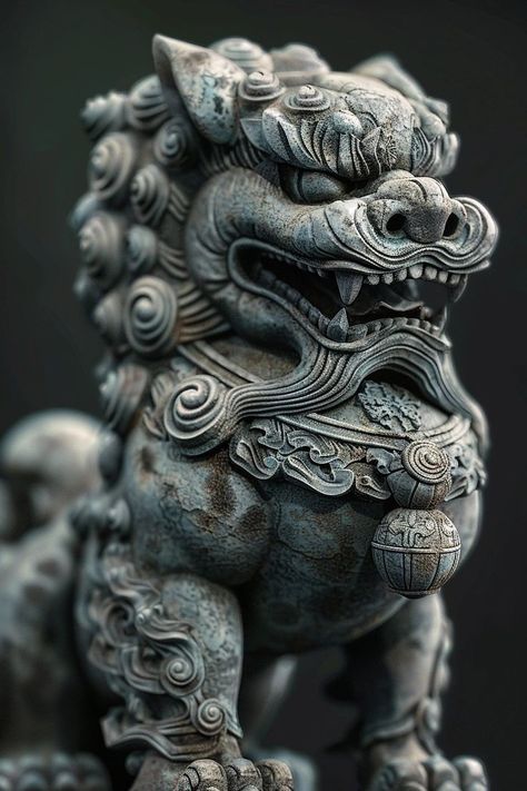 Dog Statue Sculpture, Japanese Foo Dog, Foo Dog Tattoo Design, Japanese Statue, Inspirational Sculpture, Geisha Tattoo Design, Foo Dog Tattoo, Japanese Art Samurai, Foo Dog Statue