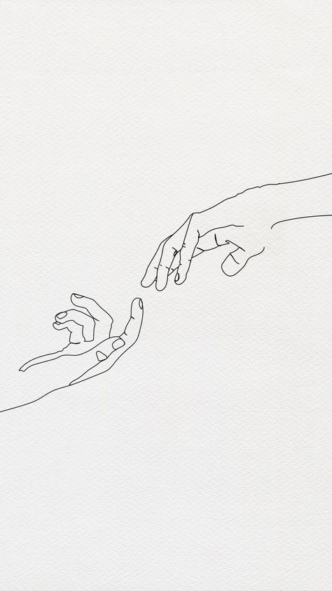 Hands Touching Tattoo Outline, Reaching Hands Tattoo, Hand Outline Tattoo, Hands Letting Go, Hand Illust, Invisible String Tattoo, Two Hands Tattoo, Editorial Illustration Magazine, Connecting Tattoos