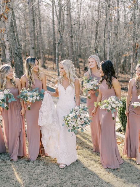 Dusty Mauve And Sage Wedding, Bridesmaid Dresses For Rustic Wedding, Blush And Mauve Bridesmaid Dresses, Light Mauve Bridesmaid Dress, Dusty Blush Bridesmaid Dresses, Mauve Pink Bridesmaid Dress, Dusty Rose Bridesmaids Dresses, Muave Aesthetic Wedding, Sage And Mauve Wedding