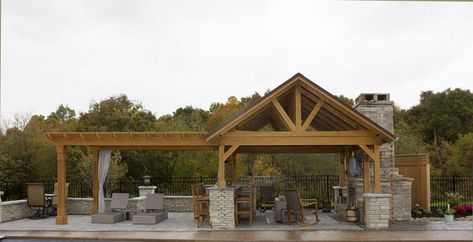 Pavilion Pergola Combo, Pergula Ideas, Carport Designs, Outdoor Pavilion, Wood Pergola, Pergola Attached To House, Backyard Gazebo, Covered Deck, Backyard Pavilion