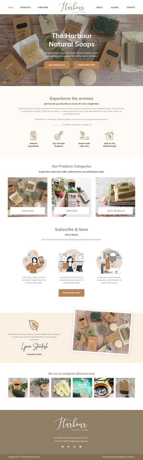 Home / landing page mockup design for a Natural Soap Shop using AdobeXD by Zealopers, a website design and development agency. Ecom Website Design Inspiration, Website Home Page Layout, Landing Page Mockup, Brand Page Design, Website Home Page Ideas, Website Home Page Design Inspiration, About Us Page Design Website Layout, Landing Page Website Design, Natural Website Design