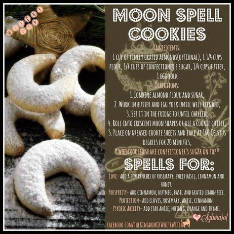 Spell Cookies, Moon Cookies, Kitchen Witch Recipes, Moon Spells, Magia Das Ervas, Hot Buttered Rum, Kitchen Witchery, Kitchen Witch, Cookies Ingredients