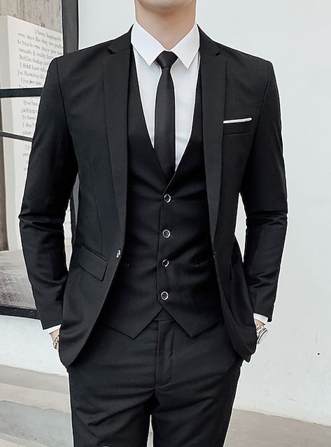 3 Piece Suit Men, Wedding Suits Men Black, Costum Elegant, Evening Suit, Black Suit Men, Costume Noir, Classy Suits, Dress Suits For Men, Prom Suits