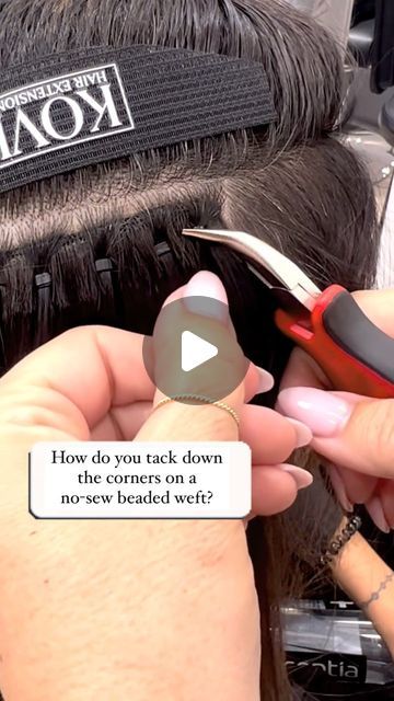 OC Colorist & Hair Extensions on Instagram: "Corners? No problem! When I’m installing no-sew beaded extensions it’s so important to get the corners tacked down properly. Watch me attach this corner making sure it lays flat and snug to the head ☝🏼" No Sew Hair Extensions, Beaded Sew In Hair Extensions, Sew In Weft Hair Extensions Placement, Bead Extensions Hair, Best Sew In Hair Extensions, Itip Hair Extensions Installation, No Sew Beaded Weft Extensions, Micro Bead Hair Extensions Placement, Beaded Weft Hair Extensions Placement