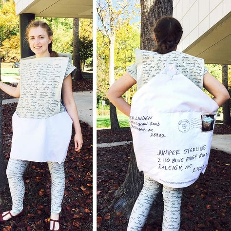 Sprout Team member and web developer Katie shows off her amazing Halloween costume. In her own words: "I decided to be a handwritten letter for Halloween...I love writing and receiving things through snail mail. This costume was a lot of fun to put together! I created the designs in Photoshop, and there are 8 different types of fabric included." Go Katie! Love Letter Costume, I Love Writing, Handwritten Letter, Love Writing, Handwritten Letters, Web Developer, Happy Fall Y'all, Team Member, Snail Mail