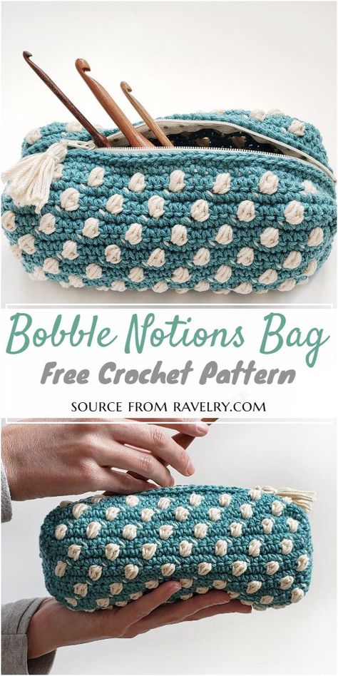 Bobble Notions Crochet Bag Pattern #freecrochetpattern #crochetbag #freecrochetbobblebag #crochetbobblebagpattern #freecrochetbobblebagpattern Storage Crochet, Crochet Pencil Case, Purl Bee, Notions Bag, Crochet Tools, Crochet Pouch, Crochet Clutch, Haken Baby, Pouch Pattern