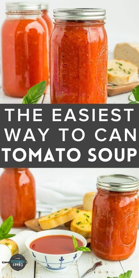 Ball Tomato Soup Canning Recipe, Canning Tomato Basil Soup Water Bath, Better Than Campbells Tomato Soup, Canning Tomato Soup Water Bath, Water Bath Tomato Soup, Canning Recipes For Roma Tomatoes, Tomato Basil Soup Canning Recipe, Canning Soup Recipes Water Bath, Soup Recipes Comfort