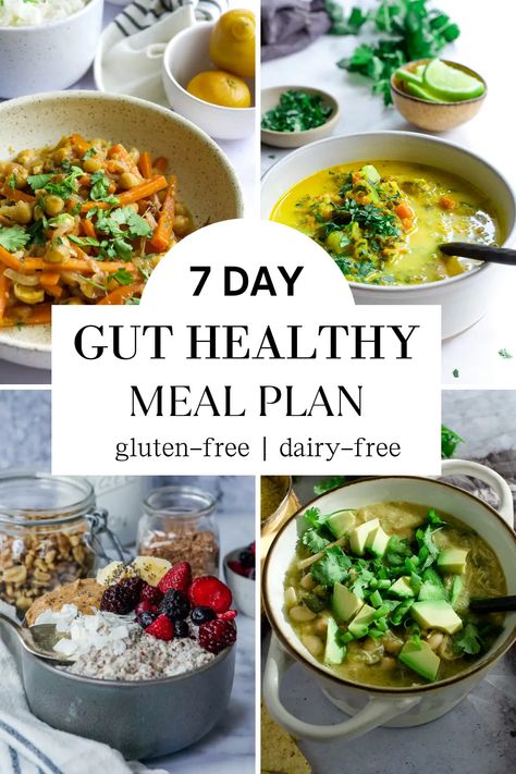 Grain Free Meals Clean Eating, Gluten Free What I Eat In A Day, Easy Dairy Free Meal Prep, Guy Healthy Meals, Grain Free Meal Plan, Meals To Heal Your Gut, 7 Day Gut Health Meal Plan, Gluten Free Gut Healthy Recipes, Gut Healing Meal Prep