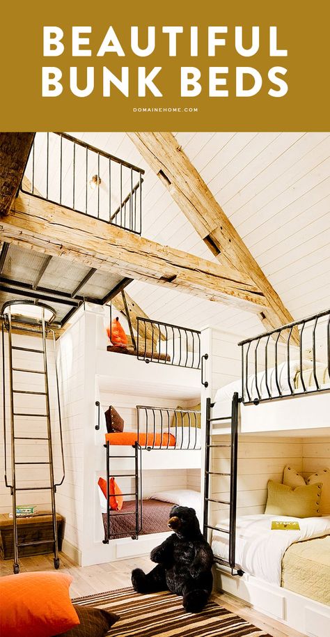 This might just make you want to trade in your King for a bunk bed. King Bunk Bed Ideas, Cabin Organization, King Bunk Bed, Fabulous Bedrooms, Canada Cabin, Camp Living, Bunk Room Ideas, Bunk Bed Ideas, Dream Cabin