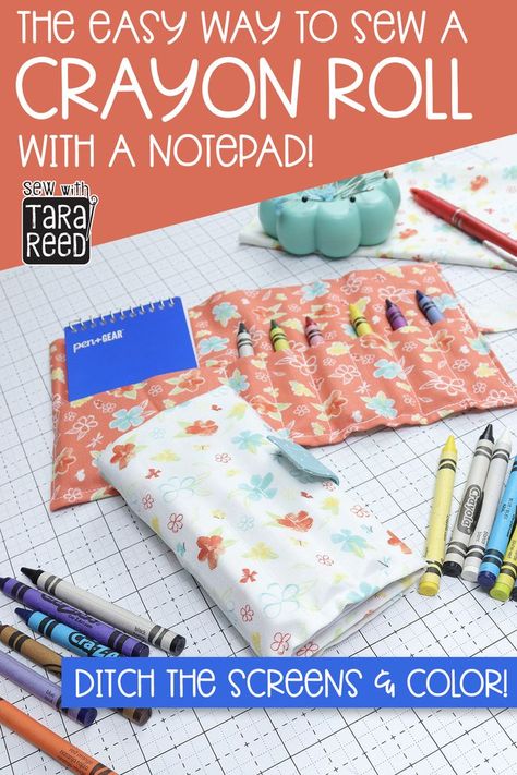 The Easy Way to Sew a Crayon Roll - Video Tutorial Diy Party Favors For Kids, Diy Crayons, Kids Party Favors, Crayon Roll, Crayon Holder, Sew Zipper, Diy Party Favors, Mini Notebooks, Diy Holder