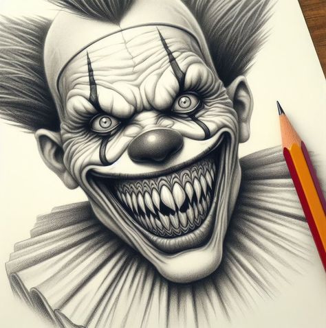 Clown Face Tattoo, Clown Sketch, Scary Clown Drawing, Creepy Clown Pictures, Scary Clown Face, Evil Clown Tattoos, Baby Tattoo Designs, Evil Clown, Evil Tattoos