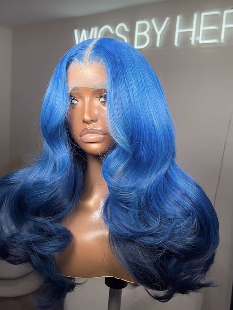 Blue Hairstyles, Hello 21, Pretty Wigs, Wig Maker, Blue Wigs, Frontal Wig Hairstyles, Hairstyle Inspo, Blue Wig, Celebrity Hair Stylist