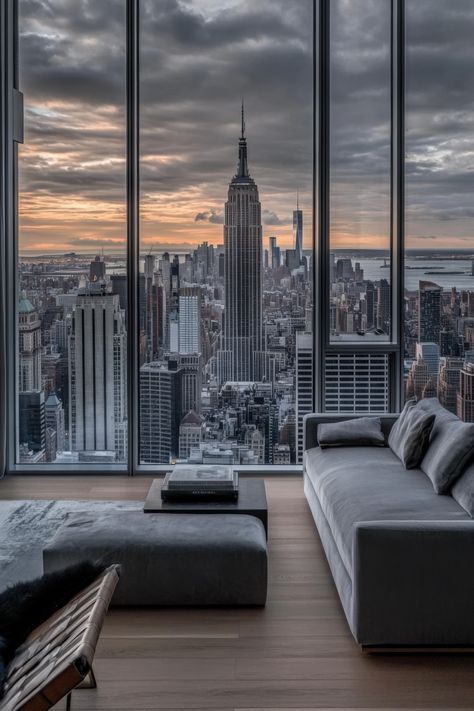 Design a cozy yet elegant living room in your New York apartment with rich textures and modern winter flair. Rich Apartment, Nyc Apartment Aesthetic, Penthouse Bedroom, Nyc Fashion Winter, Rich Living, Luxury Penthouse, Apartment Aesthetic, New York Apartment, City Apartment