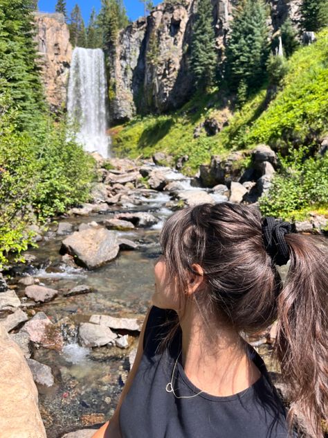 Nature Waterfall, Hiking Hairstyles, Chasing Waterfalls, Brunettes, Hiking, Hairstyles, Hair, Nature