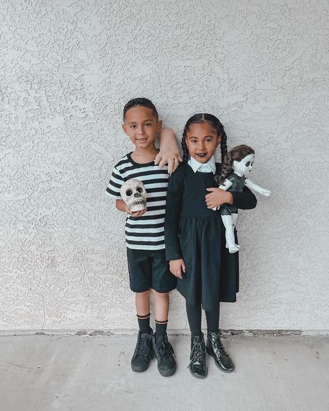 Brother sister halloween costume Brother Sister Costume Ideas, Sister And Brother Costumes, Sibling Costume Ideas Brother Sister, Brother And Sister Costume Ideas, Brother Sister Halloween Costumes Kids, Siblings Costumes Brother Sister, Sibling Costumes Brother Sister, Pugsley And Wednesday, Siblings Halloween Costumes