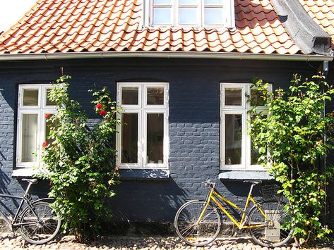 Danish House Exterior, Danish House, Aarhus Denmark, Danish Architecture, Slanted Ceiling, Suburban House, Two Horses, Aarhus, The Bedroom