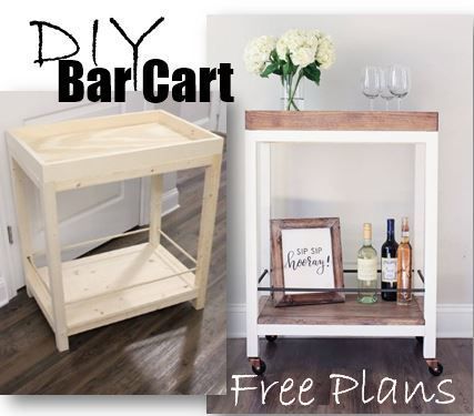 Ikea Bar, Wood Bar Cart, Diy Bar Cart, Diy Home Bar, Bar Cart Decor, Diy Bar, Wood Bar, Free Plans, Woodworking Plans Free