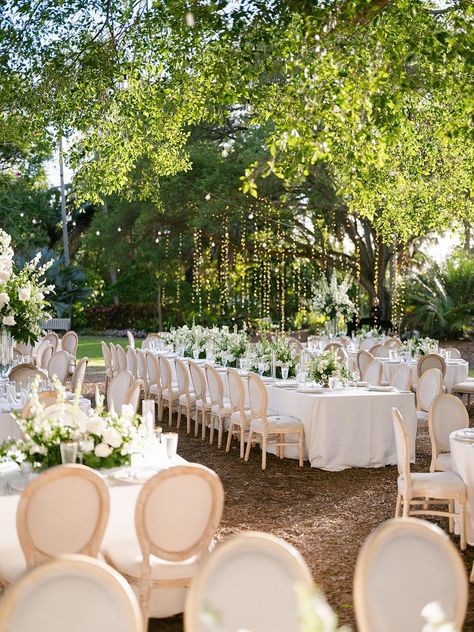 An All-White Secret Garden Wedding at Marie Selby Botanical Gardens Courtyard Garden Wedding, Overgrown Garden Wedding, Chicago Botanic Garden Wedding, Wedding Botanical Garden, Old Money Garden Wedding, Garden Glamour Wedding, Garden Wedding Mood Board, Garden Reception Wedding, Secret Garden Wedding Theme