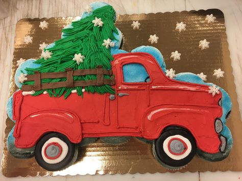 Truck Cupcake Cake, Cupcake Shapes, Cupcake Pics, Christmas Cupcake Cake, Ideas For Cupcakes, Cake Challenge, Truck Cupcakes, Message Cookies, Tree Cupcakes