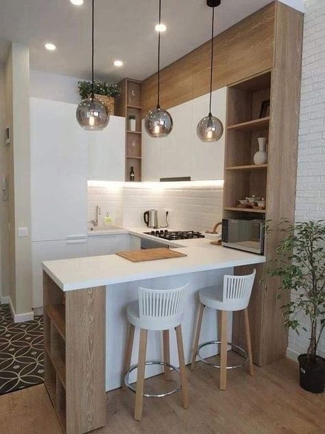 Tiny Kitchen Design, Desain Pantry, Studio Apartment Divider, Decor Studio, Small Studio Apartments, Studio Apartment Ideas, Modern Kitchen Design Open Concept, Apartment Layout, Modern Kitchen Design Luxury