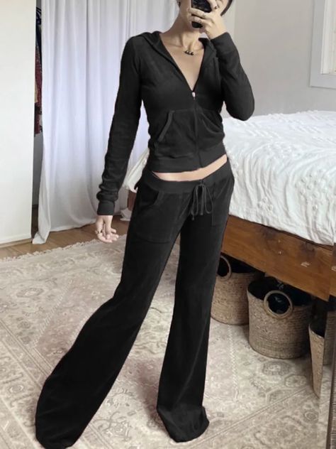 Rockmore Velvet Wide Leg Pants Women Baggy Sweatpants Joggers Streetwear Harajuku Solid Fairy Grunge Trousers Capris Autumn - Pants & Capris - AliExpress Velvet Sweatpants, Jacket Dress Set, Velvet Tracksuit, Sweatpants Outfits, Baggy Sweatpants, Winter Model, Outfits Y2k, Winter Pants, Hoodie Set