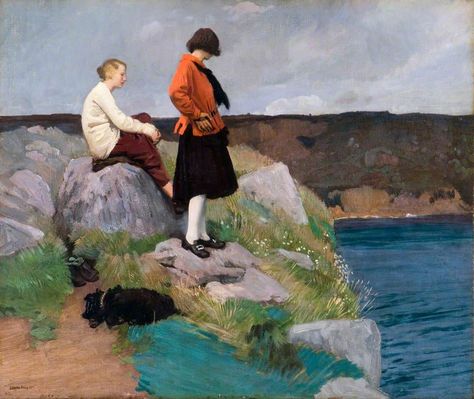 "The Cornish Coast" 1917 Dame Laura Knight (British 1877-1970) Dame Laura Knight, Laura Knight, Cornish Coast, Royal Academy Of Arts, Johannes Vermeer, English Artists, Panoramic View, British Art, British Artist