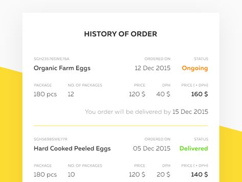 Order History Page Website Sample, Web Design Ux Ui, Last Shot, Ui Design Website, History Page, Web Ui Design, Package Delivery, Ui Elements, Profile Page