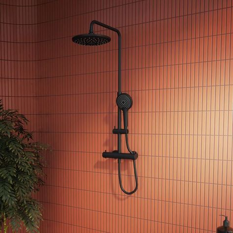 If you’re looking to instantly add a classy look to your bathroom, installing Thermostatic Showers Exposed will be an excellent decision. Shop now our luxury range of Thermostatic Showers Exposed from leading brands Burlington, Hansgrohe, Tavistock, Vado, and Vitra at Bathroomshopuk in modern and traditional styles to give your bathroom plenty of character. #Thermostaticshowersexposed #Bathroomdecor #Hansgrohe #Vitra #Vado #Burlington #Bathroomshopuk Black Shower Head Bathroom, Colourful Bathrooms, Colourful Bathroom Ideas, Black Shower Head, Multiple Shower Heads, Colourful Bathroom, Shower Column, Bathrooms Ideas, Small Bathroom With Shower