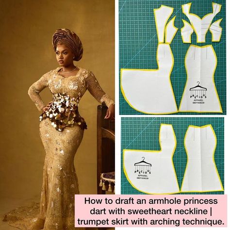 African Dress Patterns For Sewing, Off Shoulder Dress Pattern Drafting, Wedding Dress Bustier Pattern, Basic Bodice Pattern Drafting, How To Cut Princess Dart Bustier, Mermaid Dress Pattern, Victoria Corset Pattern Drafting, African Dress Patterns, Diy Clothes Patterns