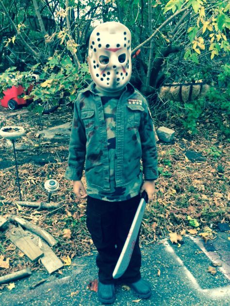 Jason costume Jason Kids Costume, Diy Jason Costume, Jason Voorhees Halloween Costume, Jason Halloween Costume, Jason Costume, Jason Voorhees Costume, Halloween Jason, Fiesta Shower, Twin Halloween