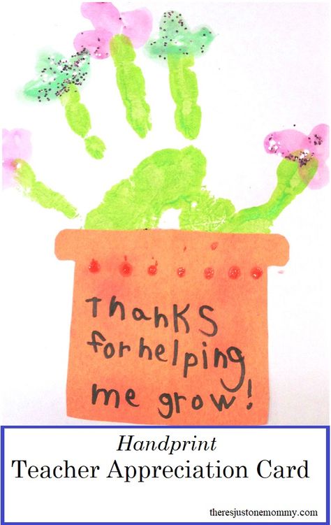 homemade teacher appreciation card -- simple handprint thank you card for a teacher Teacher Appreciation Crafts, Teacher Appreciation Card, Teachers Day Card, Teacher Appreciation Cards, Teacher Thank You Cards, Teachers Diy, Card Simple, Teacher Cards, Appreciation Cards