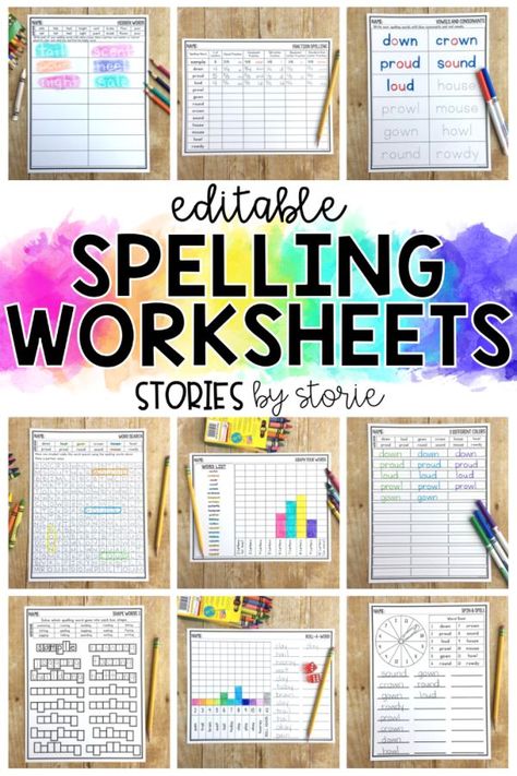 Students need time to practice their spelling words. By having a large number of activities to offer, you can avoid falling into the spelling rut! These low-prep editable spelling worksheets help students practice their words in a fun and engaging way. Type your list of words one time and all of the worksheets will be created at once. Some answer keys will also be created to save you time! Third Grade Spelling, Spelling Practice Activities, Spelling Practice Worksheets, 4th Grade Spelling, Spelling Word Activities, Spelling Word Practice, 3rd Grade Spelling, Spelling Homework, Guide Words