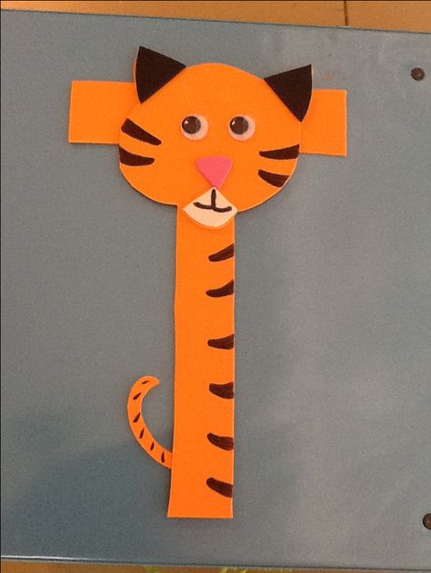 T is for Tiger. Fun letter t craft for preschool T Crafts For Preschoolers, Letter T Crafts, Letter P Crafts, Zoo Phonics, Preschool Letter Crafts, Craft Letters, Teach The Alphabet, Alphabet Crafts Preschool, Abc Crafts