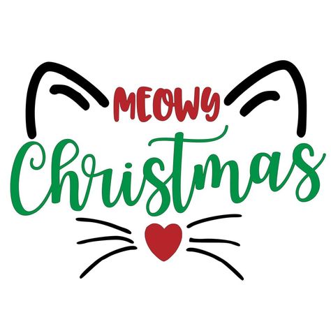 #cricut #christmas #cat #meow #crazycatlady Christmas Cat Printable, Christmas Htv Ideas, Christmas Cat Shirt, Christmas Shirt Cricut Ideas, Cat Cricut Ideas, Cricut Cat Project, Cat Cricut Projects, Christmas Logo Ideas, Winter Cricut Projects