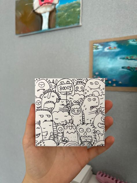 Cute Sticky Note Drawings, Sticky Note Drawings Cute, Sticky Note Drawings, Drawing Monsters, Sticky Note, Doodle Drawings, Sticky Notes, Painting Ideas, Cute Drawings