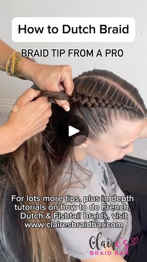 52K views · 1.5K reactions | PART 2 - How to make sure you don’t get baggy Dutch Braids. Hope you find this tip helpful 🩷 SAVE so you can access in your own time 🩷
For more tips and hair hacks check out our in depth ONLINE BRAID TUTORIALS teaching EVERYTHING you need to know to be able to French, Dutch and Fishtail Braid at www.clairesbraidbar.com/online-tutorial
With thanks to my lovely model Sophie 🩷
.
.
 #schoolhairstyles #trenzastyle #schoolhair #dutchbraids #dutchbraid #braidtutorial #tranças #hairhack #hairstylesforgirls #peinados #hairtutorial #hairreels #easyhairstyles #hairvideo #girlshairstyles #nagô #braidsforgirls #braidsofinstagram #hairideas #hairtutorial #hairtutorials #braidstyles #braidedhairstyles #penteados #peinadosparaniñas #trenza | Claire Kent - Claire’s Braid Bar Backwards French Braid, Duch Braids Vs French Braids, How To Braids, How To Dutch Braid Your Own Hair, How To Dutch Braid, How To Dutch Braid Step By Step, Dutch Braided Hairstyles, 2 Dutch Braids, 2 French Braids