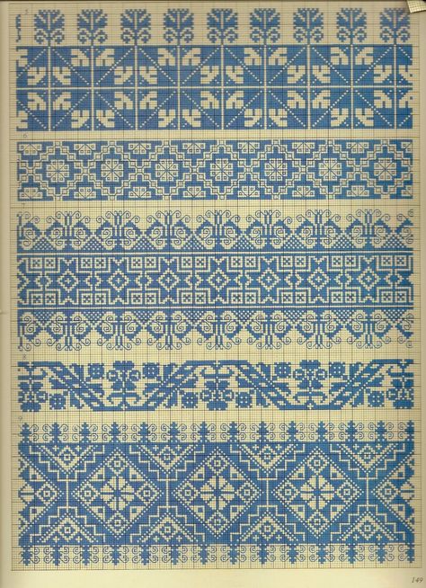 blue ornament Latvian Embroidery, Folk Cross Stitch, Fair Isles, Redwork Embroidery, Pola Kristik, Cross Stitch Borders, Folk Embroidery, Cross Stitch Samplers, Fair Isle Knitting