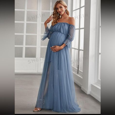 Ordered From Shein. Brand New Never Worn! Very Pretty And Flowy Would Be Perfect For Maternity Photos! Nothing Wrong With The Dress Fits Like A True Medium, I Just Ended Up Ordering Two Of The Same One! Blue Maturity Dress, Baby Blue Maternity Dress, Flowy Maternity Dress, Blue Maternity Dress, Dresses With Cowboy Boots, Maternity Picture Ideas, Maternity Picture, Dresses Maternity, Shein Dress