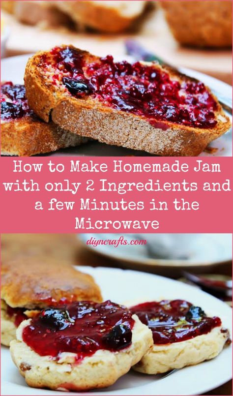 How to Make Homemade Jam with only 2 Ingredients and a few Minutes in the Microwave Microwave Jam, Homemade Jams, Homemade Condiments, Dehydrated Fruit, Microwave Cooking, Homemade Butter, Microwave Recipes, Homemade Jam, 2 Ingredient